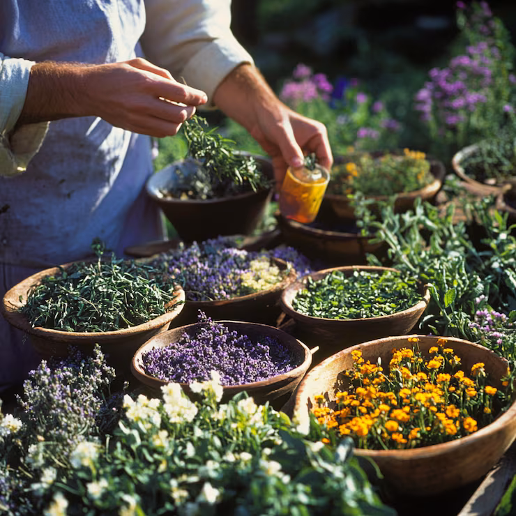 Fresh herbs, flowers, and botanicals for human wellness